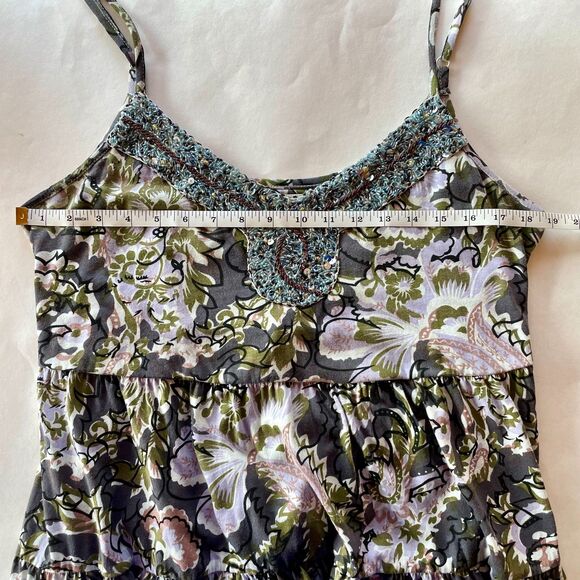 Free People Western Royalty Beaded Paisley Babydoll Dress Purple & Green Size L - Picture 12 of 12